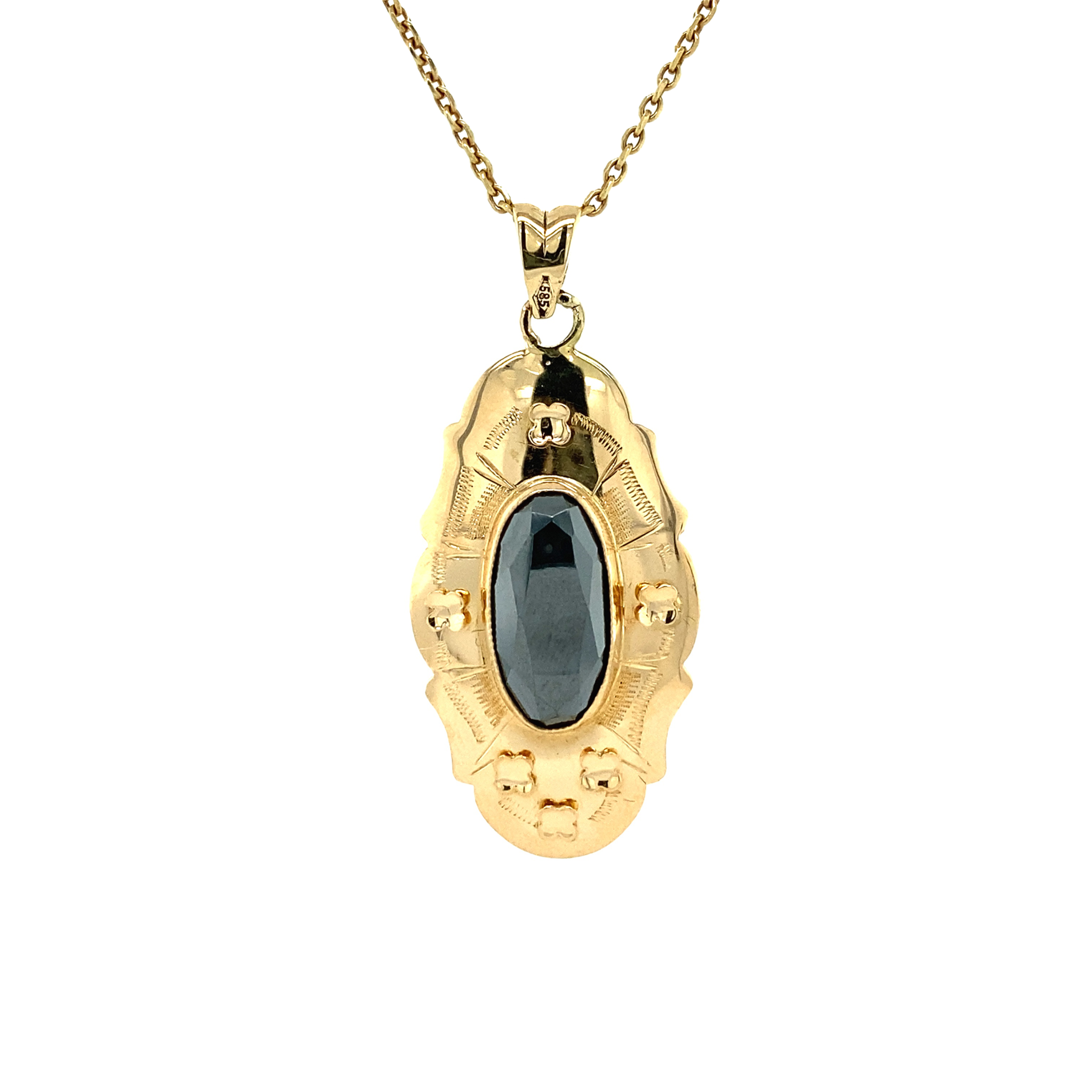 Vintage 14K Gold Pendant with Hematite